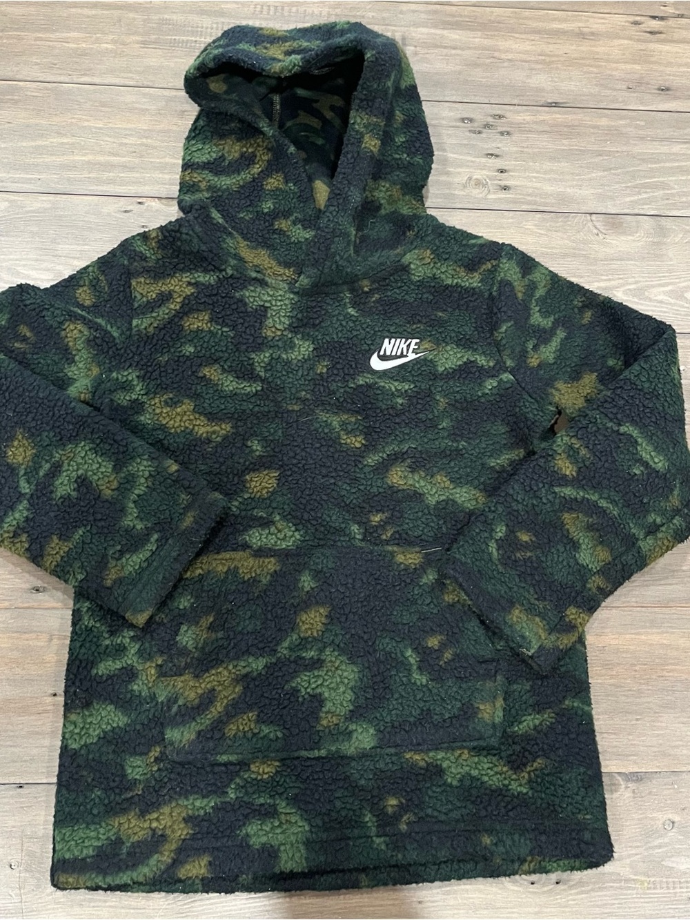 Nike Kids Camo Sherpa Hoodie - Green & Black